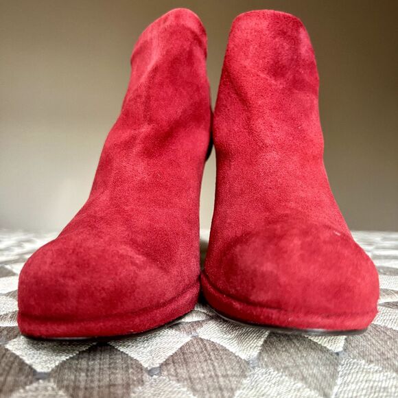 Stuart Weitzman Red Suede Stiletto Heeled  Leather Ankle Boots/Booties Women’s 7 - Picture 7 of 16